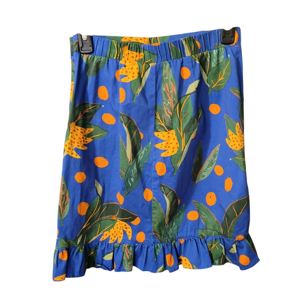 FARM Rio Blue Tropical Mini Skirt with Orange Floral Print - Picture 7 of 16